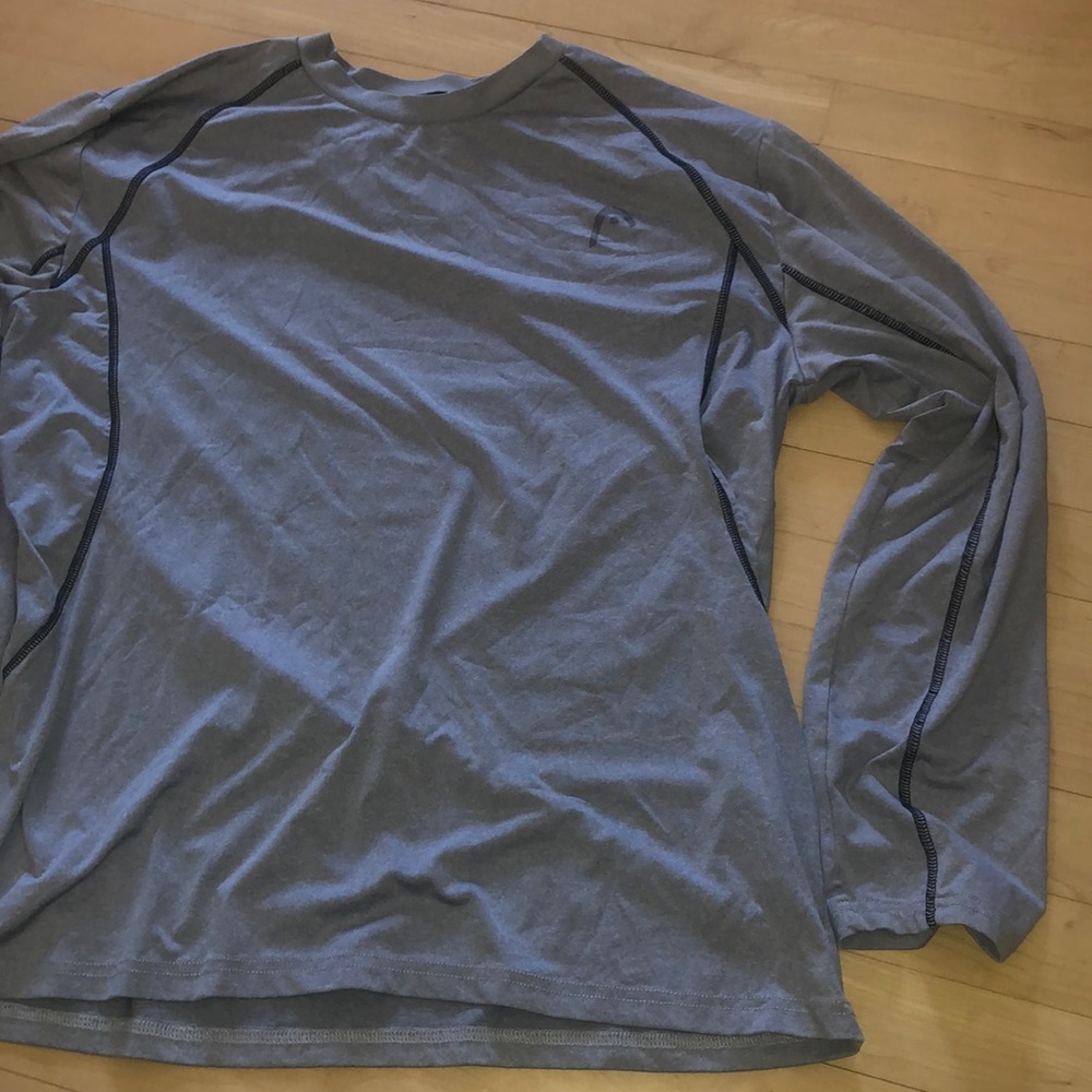 Mens Head Medium Gray Breathable Tennis Long Sleeve Shirt!